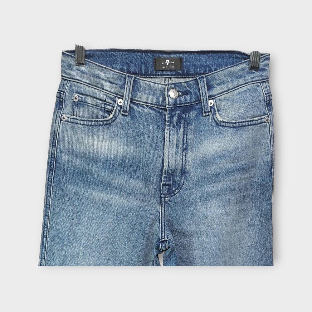 Womens 7 For All Mankind High Waist Cropped Straight Blue Jeans Size 26 - Picture 2 of 6